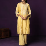 Maheen Yellow Embroidered Chanderi Suit Set with Dupatta
