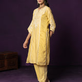 Maheen Yellow Embroidered Chanderi Suit Set with Dupatta