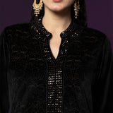 Ayla Black Embroidered Velvet Kurti