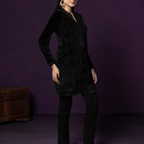 Ayla Black Embroidered Velvet Kurti