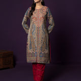 Alia Fuchsia Jamawar Printed Straight Kurta