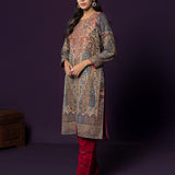 Alia Fuchsia Jamawar Printed Straight Kurta