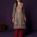 Alia Fuchsia Jamawar Printed Straight Kurta
