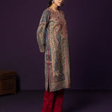 Alia Fuchsia Jamawar Printed Straight Kurta