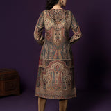 Alia Wine Jamawar Printed Straight Kurta