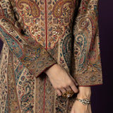 Alia Wine Jamawar Printed Straight Kurta