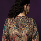 Alia Wine Jamawar Printed Straight Kurta