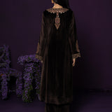 Koel Brown Embroidered Velvet Suit Set with Banarasi Dupatta