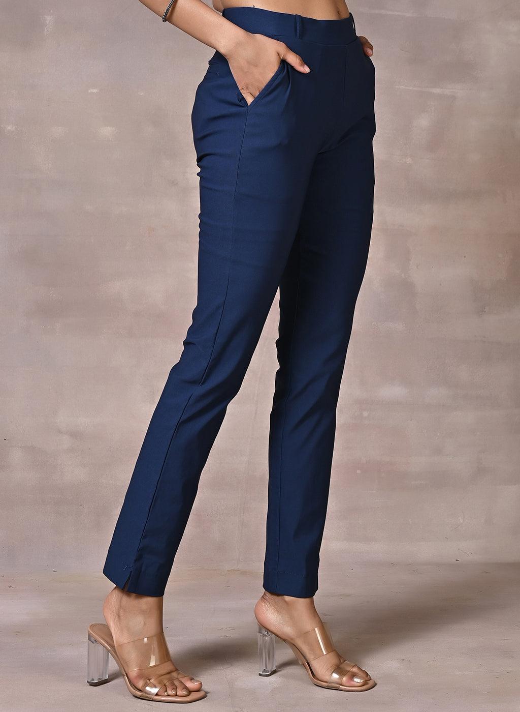 Skin-Fit Navy Blue Jeggings - Lakshita