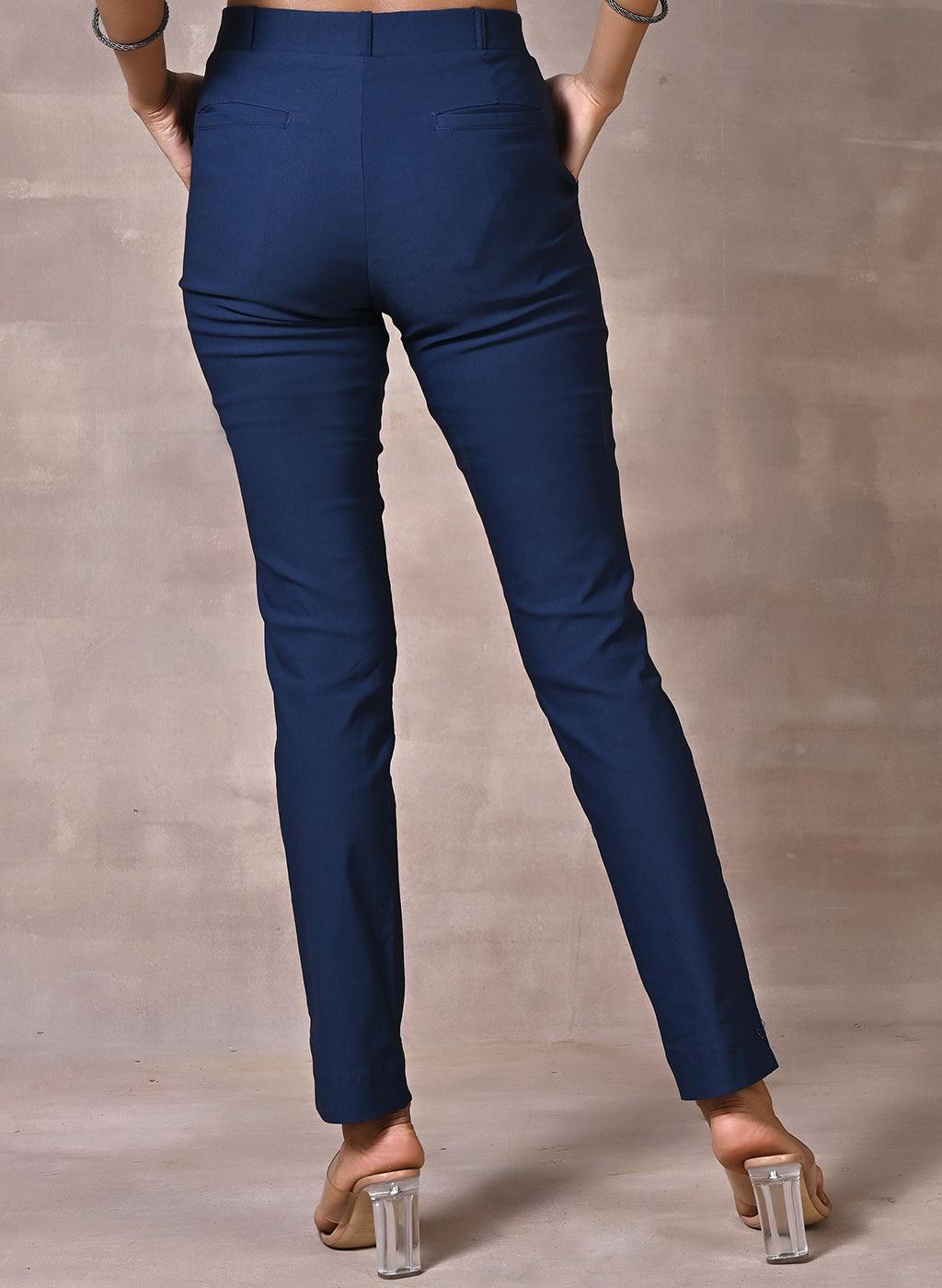 Skin-Fit Navy Blue Jeggings - Lakshita
