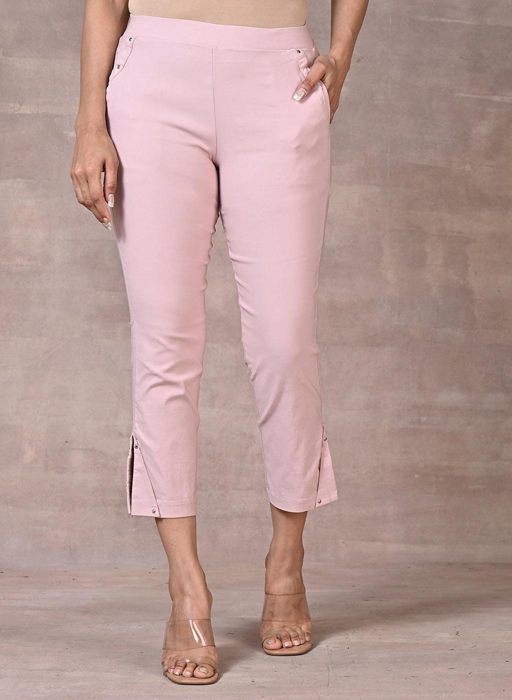 Pink Pant with Elastic Waist Band - Lakshita