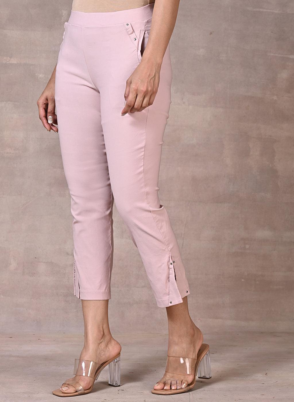 Pink Pant with Elastic Waist Band - Lakshita