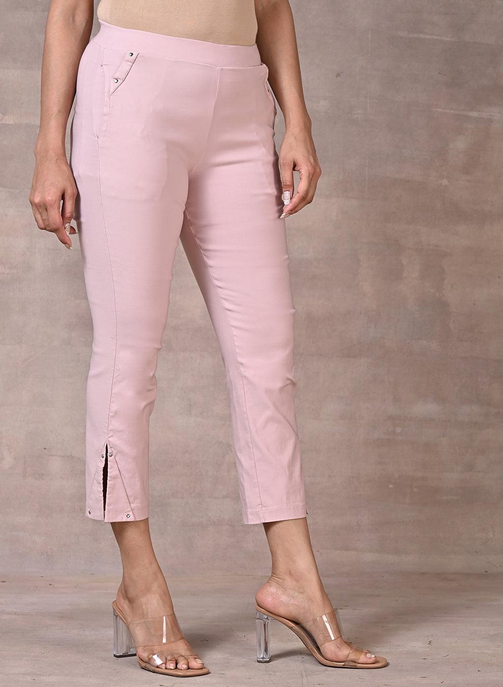 Pink Pant with Elastic Waist Band - Lakshita
