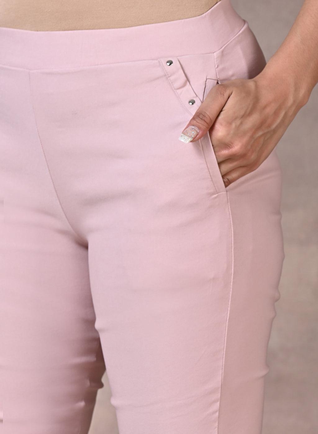 Pink Pant with Elastic Waist Band - Lakshita