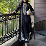 Pranika Black Pearl Embroidered Anarkali Suit Set