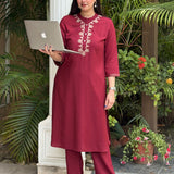 Risha Maroon Embroidered Kurta Set