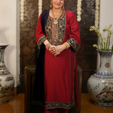 Samaira Vermillion Maroon Embroidered Suit Set