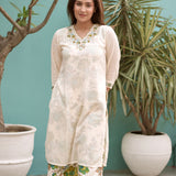 Isabella Light Green Printed Cotton Kurta for Women
