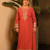 Hrida Pink Embroidered Georgette Suit Set with Dupatta