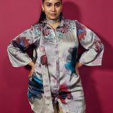Liz Grey Printed Satin Shirt