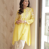 Intira Yellow Embroidered A-line Kurta