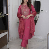 Riva Raspberry Fuchsia Embroidered Suit Set