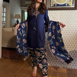 Ameera Space Blue Embroidered Suit Set