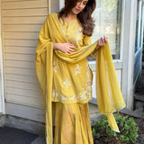 Ira Lime Green Embroidered Sharara Set