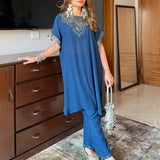 Vanya Space Blue Embroidered Co-ord Set