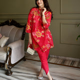 Chandrika Red Floral Printed Cotton Co-ord Set