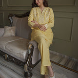 Elowen Pastel Yellow Embroidered Co-ord Set