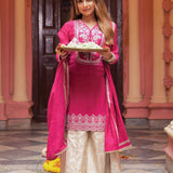Saanvi Antique Pink Embroidered Sharara Set
