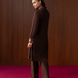 Mehreen Brown Embroidered Wool Co-ord Set