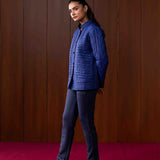 Althea Blue Quilted Panelled Jacket