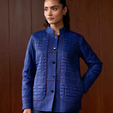 Althea Blue Quilted Panelled Jacket