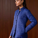 Althea Blue Quilted Panelled Jacket