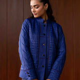 Althea Blue Quilted Panelled Jacket