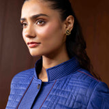 Althea Blue Quilted Panelled Jacket