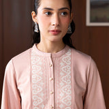 Inay Pink Embroidered Wool Straight Kurta