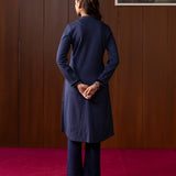Saraya Navy Embroidered Straight Kurta