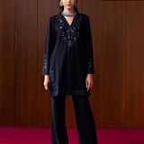 Ahar Navy Embroidered Wool Co-ord Set