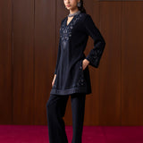 Ahar Navy Embroidered Wool Co-ord Set