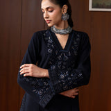 Ahar Navy Embroidered Wool Co-ord Set