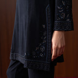 Ahar Navy Embroidered Wool Co-ord Set