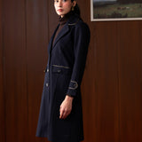 Athena Blue Wool Long Coat