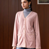 Sera Pink Knitted Jacquard Monochrome Shrug