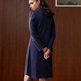 Yashna Navy Embroidered Straight Kurta