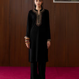 Mahveen Black Embroidered Wool Co-ord Set