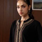 Mahveen Black Embroidered Wool Co-ord Set