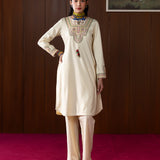 Sahira Ivory Embroidered Wool Kurta Set